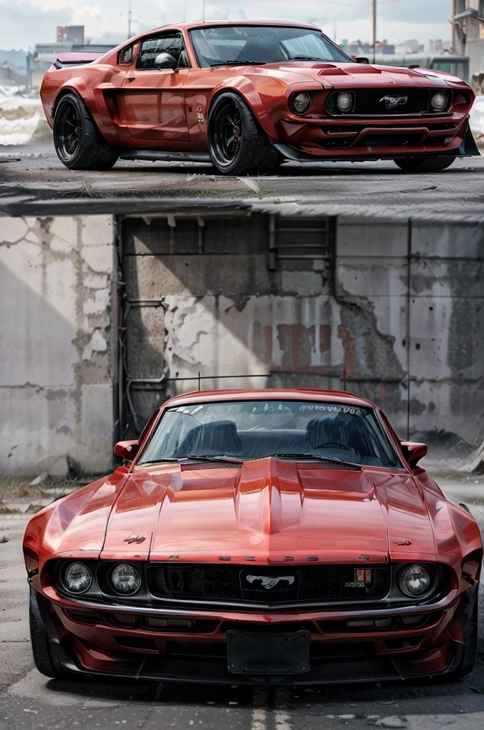 about mustang, 1967 model, realisitic, 8K, detalhista, in wine colors, offwhite, Unripe