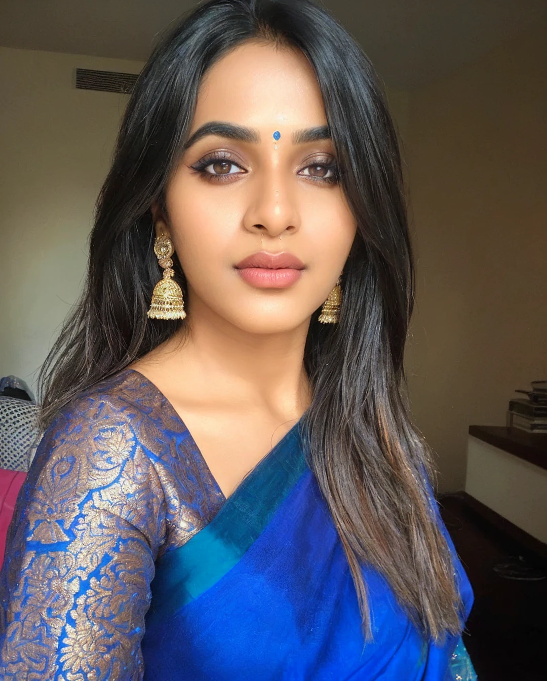 A beautiful indian woman, ultra-realistic cinematic photography, award-winning, fine art, detailed eyes, detailed lips, extremely detailed face, long eyelashes, beautiful skin, elegant pose, dramatic lighting, vivid colors, cinematic, photorealistic, 8k, best quality, masterpiece
