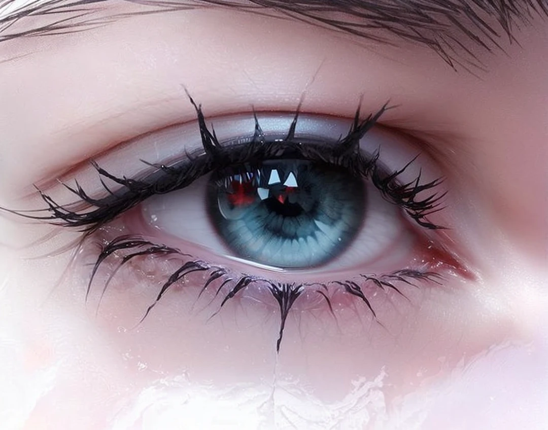 Extremely bright red woman eyes