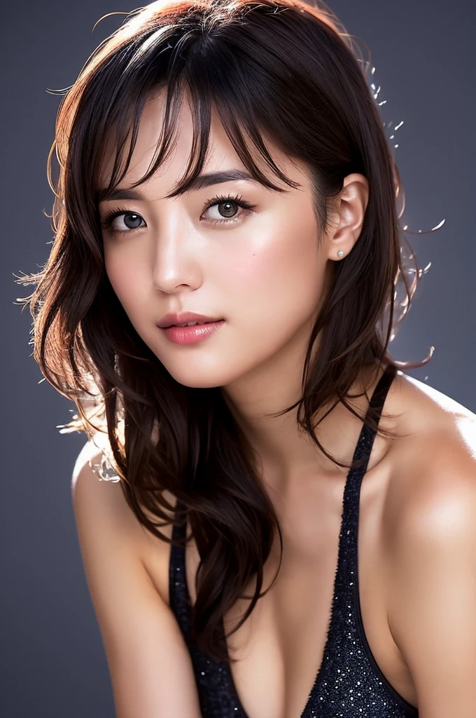 You are a talented professional glamour photographer.。Create beautiful and feminine body photos,Accurate simulation of lightweight material interactions、Three-dimensional background、Dark Sky