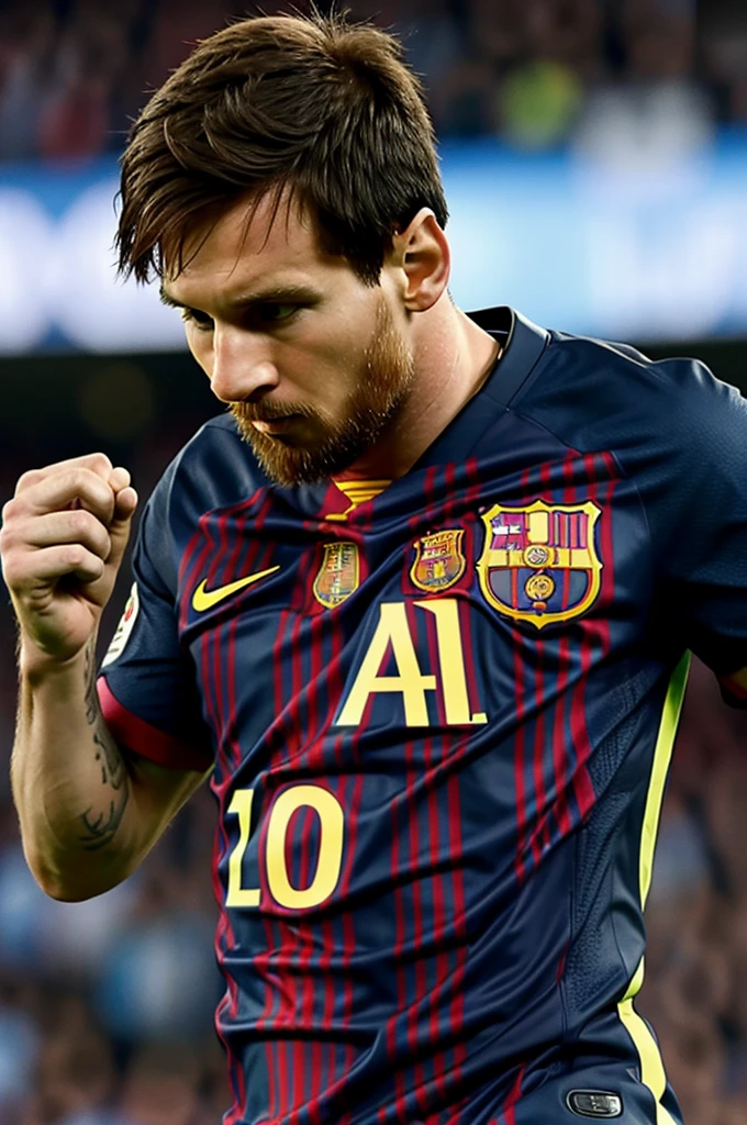 Make an image of Leo Messi with the Argentina shirt mocking a black colocho