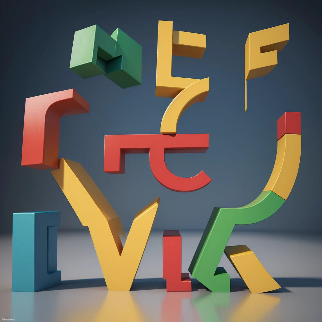 Animated Brazilian alphabet letters, 3d, coloured.