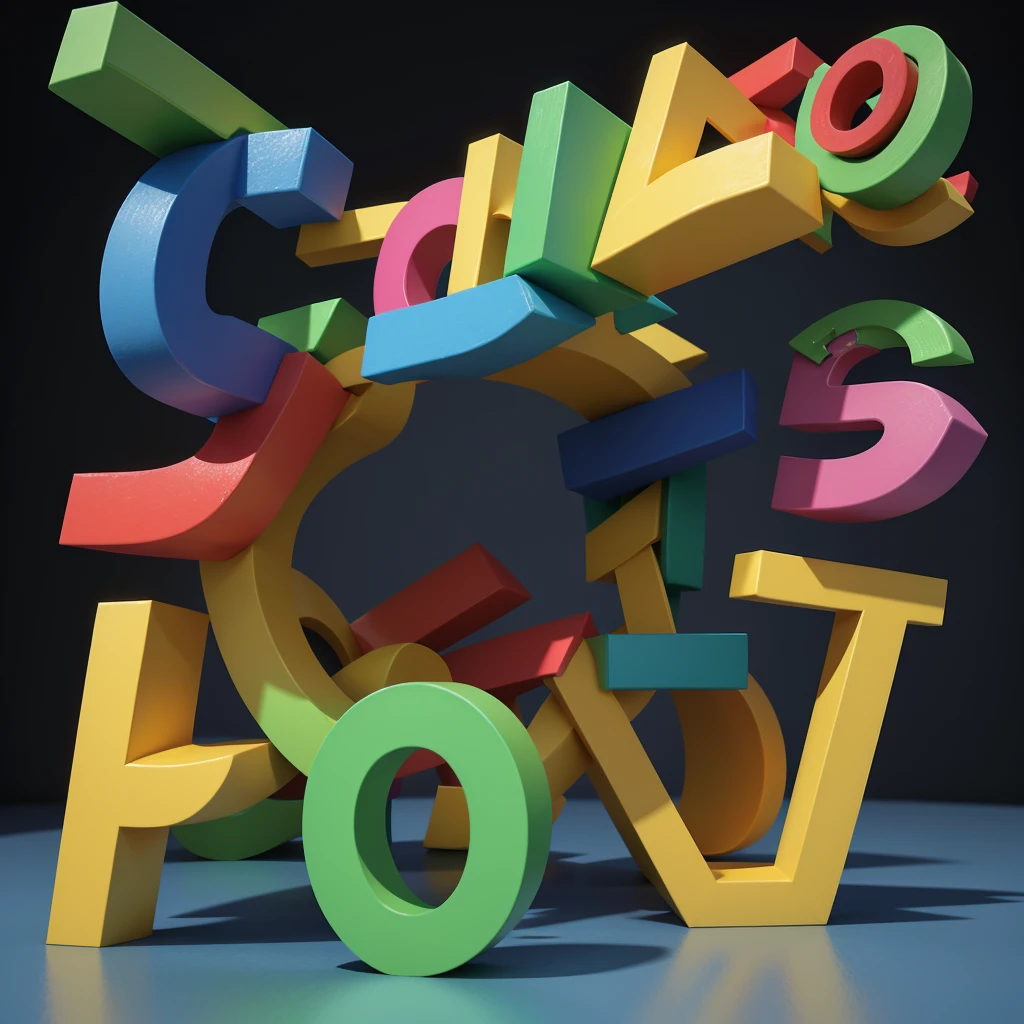 Animated Brazilian alphabet letters, 3d, coloured.