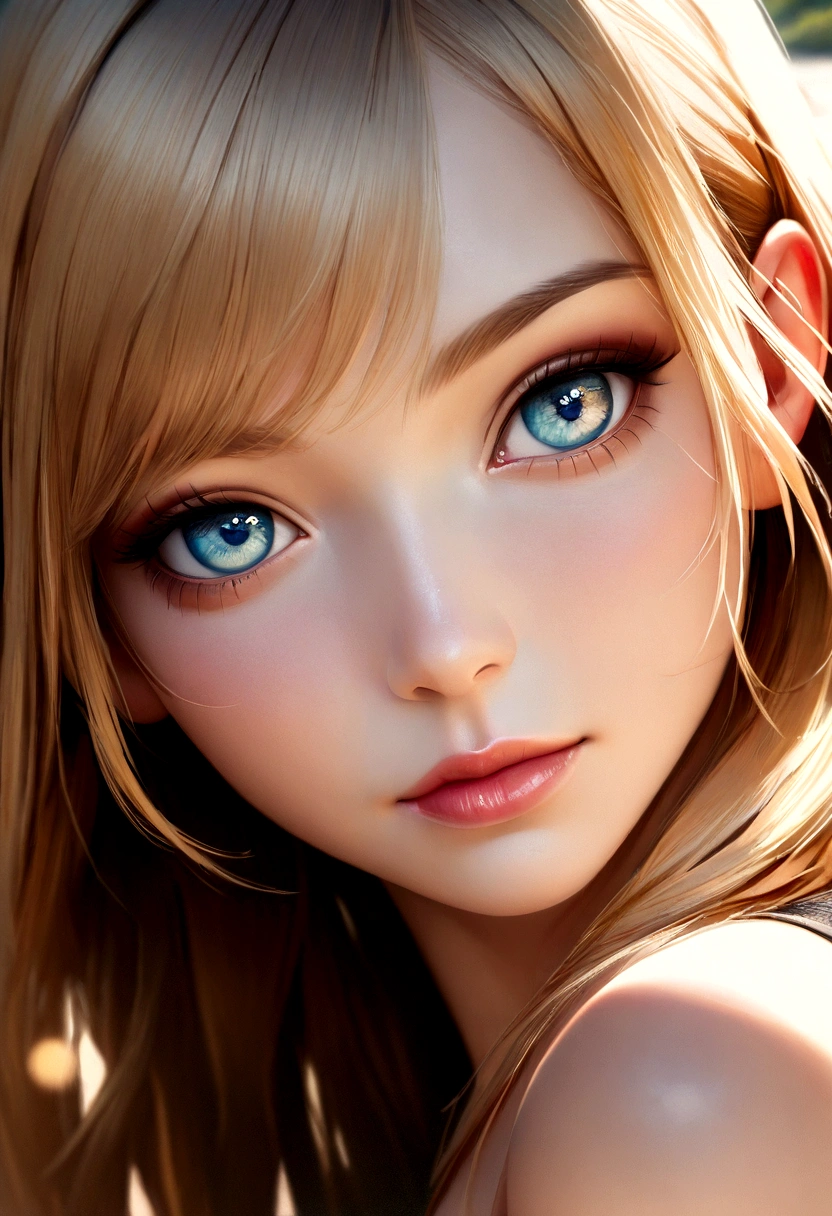 beautiful detailed eyes,beautiful detailed lips,extremely detailed eyes and face,longeyelashes,1girl,realistic,photorealistic,photo-realistic:1.37,(best quality,4k,8k,highres,masterpiece:1.2),ultra-detailed,(realistic,photorealistic,photo-realistic:1.37),HDR,UHD,studio lighting,ultra-fine painting,sharp focus,physically-based rendering,extreme detail description,professional,vivid colors,bokeh,portrait,photography,clear skin,fair skin,blonde hair,blue eyes,sexy body,light clothing,beach,white sand,turquoise water