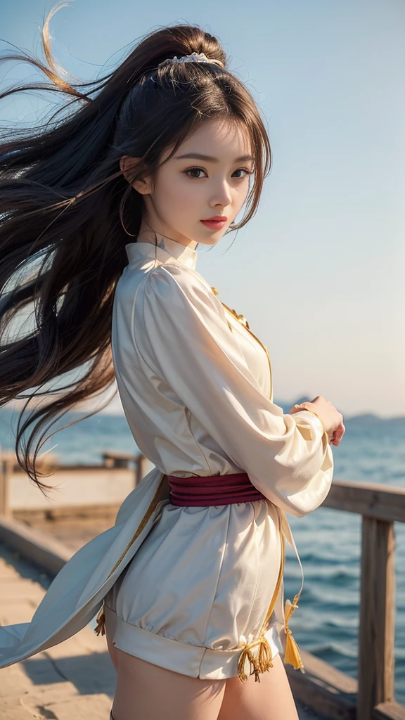 (Feel the wind pose:1.2, Hair blowing in the wind:1.4), (beautiful girl, :1.6, Cute face, Idol Face:1.2), (Small and slender figure), (Slender body line), (((Mysterious and divine々Ishi costume:1.3))), (Girl&#39;s smooth body:1.2), Delicate beautiful skin, Small beautiful butt, Narrow waist, Thin thighs, (Highest quality, 8k, masterpiece:1.2), ((Frontal portrait:1.3)), ((Medium breast, Beautiful nipples)), ((Girl standing on the prairie)), (Detailed eyes and face:1.3), (Detailed hands:1.2), ((A fantastic atmosphere)), (Perfect Anatomy), Ultra-detailed, (Idol Smile:1.3, blush:1.2), (View the viewer:1.3), Short Hair