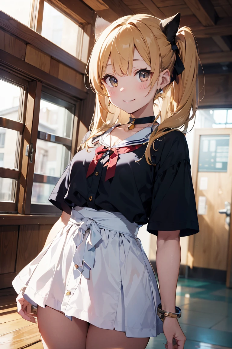 (((masterpiece))), (((Highest quality))), ((Very detailed)), ((Very detailedなイラスト)), ((Ultra-fine painting)), (16K Highest quality wallpaper:1.4), (Detailed and elaborate illustration style,:1.8) Detailed skin texture, High quality fabric, , (T-masterpiece), (Very detailedな顔:1.4), original, RAW Photos, Professional, Intricate details, Very detailed, Direct sunlight:1.6, ,(Cowboy Shot:1.9)、(Perfect Anatomy:1.4), (Extremely elaborate hands:1.2), (Very elaborate fingers:1.2), (Very elaborate fingers先:1.2),, (alone:1.6), (beautiful and adorable cat ears:1.6), (Intricate and delicate white cat ears:1.4), (beautiful, Shiny white hair:1.6), (Very fine and delicate white hair:1.4),, (Very detailedな顔:1.4),(Light purple eyes:1.4),(smile:1.4),, whole body,
One Girl, bangs, black choker, black tie, blonde, b, blush, bracelet, chest, choker, clothes Surrounding area waist, clavicle, collared shirt, Cowboy Shot,, ear Earrings, Eyebrows visible through hair, Gradient Hair, Grin, Improve, jewelry, Kogal, Long Hair, View your audience,, Earrings, ring, , shirt, skirt, smile, alone, white shirt,
street, null, Gerbera petals,shape, (Hakama:1.3), (Bow and Arrow:1.3), fashionable, woman, Vibrant, Costumes, stop temporarily, front, colorful, dynamic, background, element, Be confident, performance, Holding, statement, accessories, Majestic, Coiled, Surrounding area, touch, scene, article, cover, bold, to attract attention, title, stylish, font, Catchy, Heading, big, impressive, Modern, tendency, concentrate, fashion,