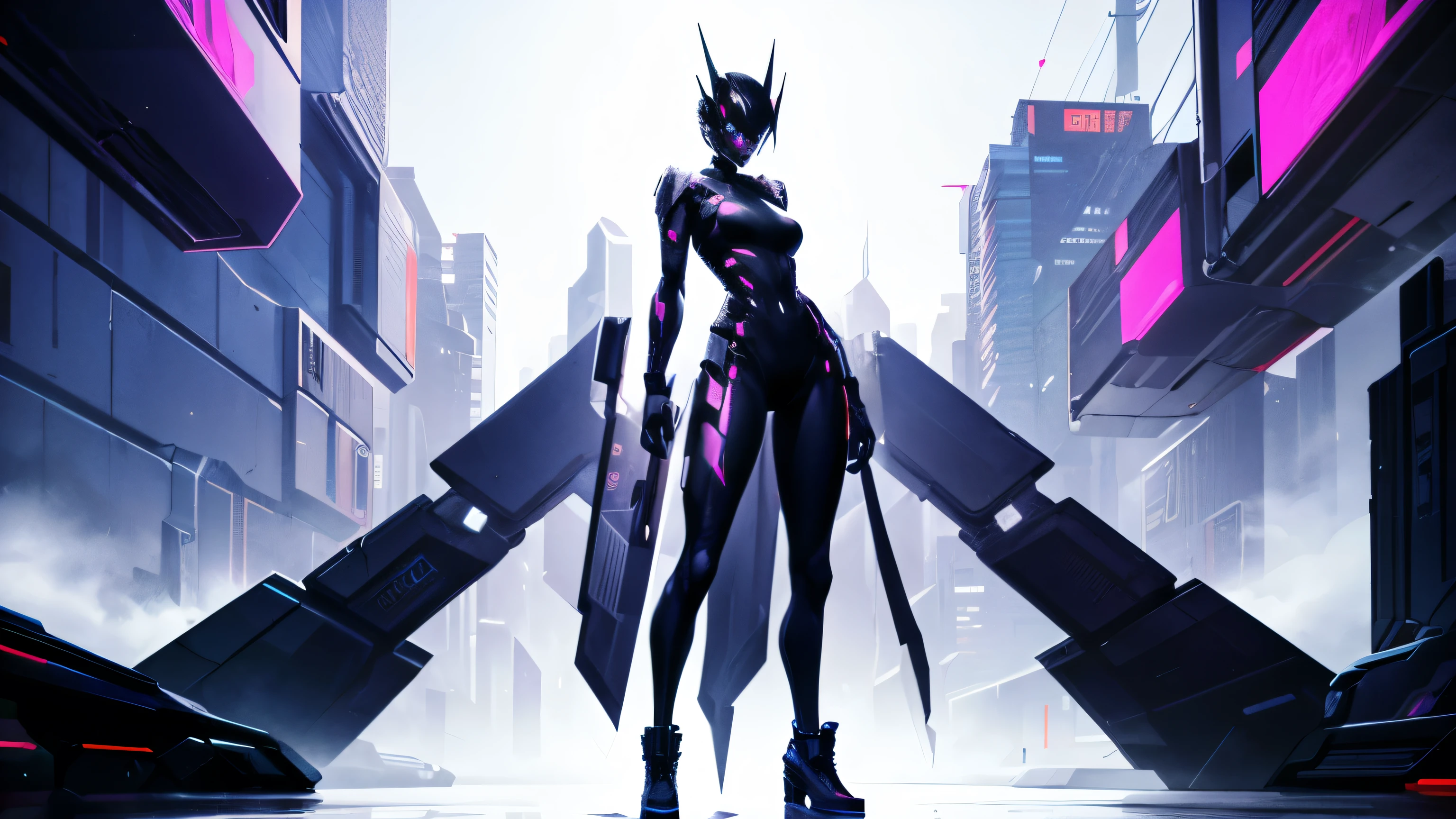 The jagged silhouette of a human in cyberspace, glitch, cyberpunk, digital, full body