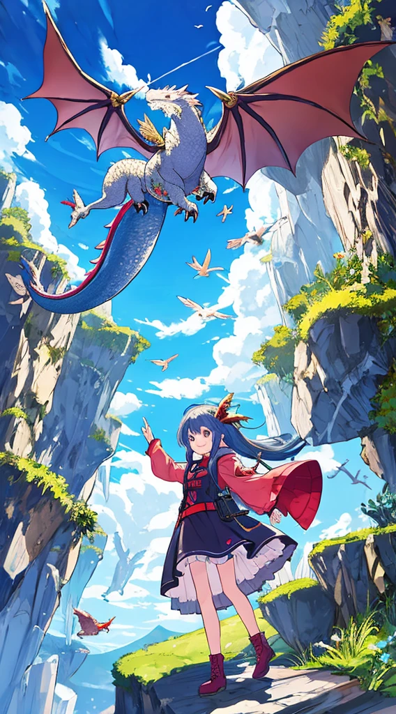 Created an amazing image of a girl who dreams of flying through the sky with her pet dragon.. The images have a colorful and whimsical atmosphere., And the girl and the dragon look very happy and free.. the image has、There are also details that indicate the girl&#39;s character and hobbies.., Your headphones and more, her bag, and his sketchbook. The image impressed the judges and readers with its originality and creativity..