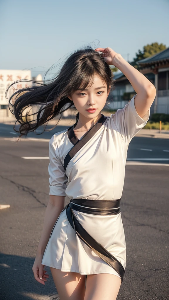 (Feel the wind pose:1.2, Hair blowing in the wind:1.4), (beautiful girl, Baby Face:1.6, Cute face, Idol Face:1.2), (Small and slender figure), (Slender body line), (((Mysterious and divine々Ishi costume:1.3))), (Girl&#39;s smooth body:1.2), Delicate beautiful skin, Small beautiful butt, Narrow waist, Thin thighs, (Highest quality, 8k, masterpiece:1.2), ((Frontal portrait:1.3)), ((Medium breast, Beautiful nipples)), ((Girl standing on the prairie)), (Detailed eyes and face:1.3), (Detailed hands:1.2), ((A fantastic atmosphere)), (Perfect Anatomy), Ultra-detailed, (Idol Smile:1.3, blush:1.2), (View the viewer:1.3), Short Hair