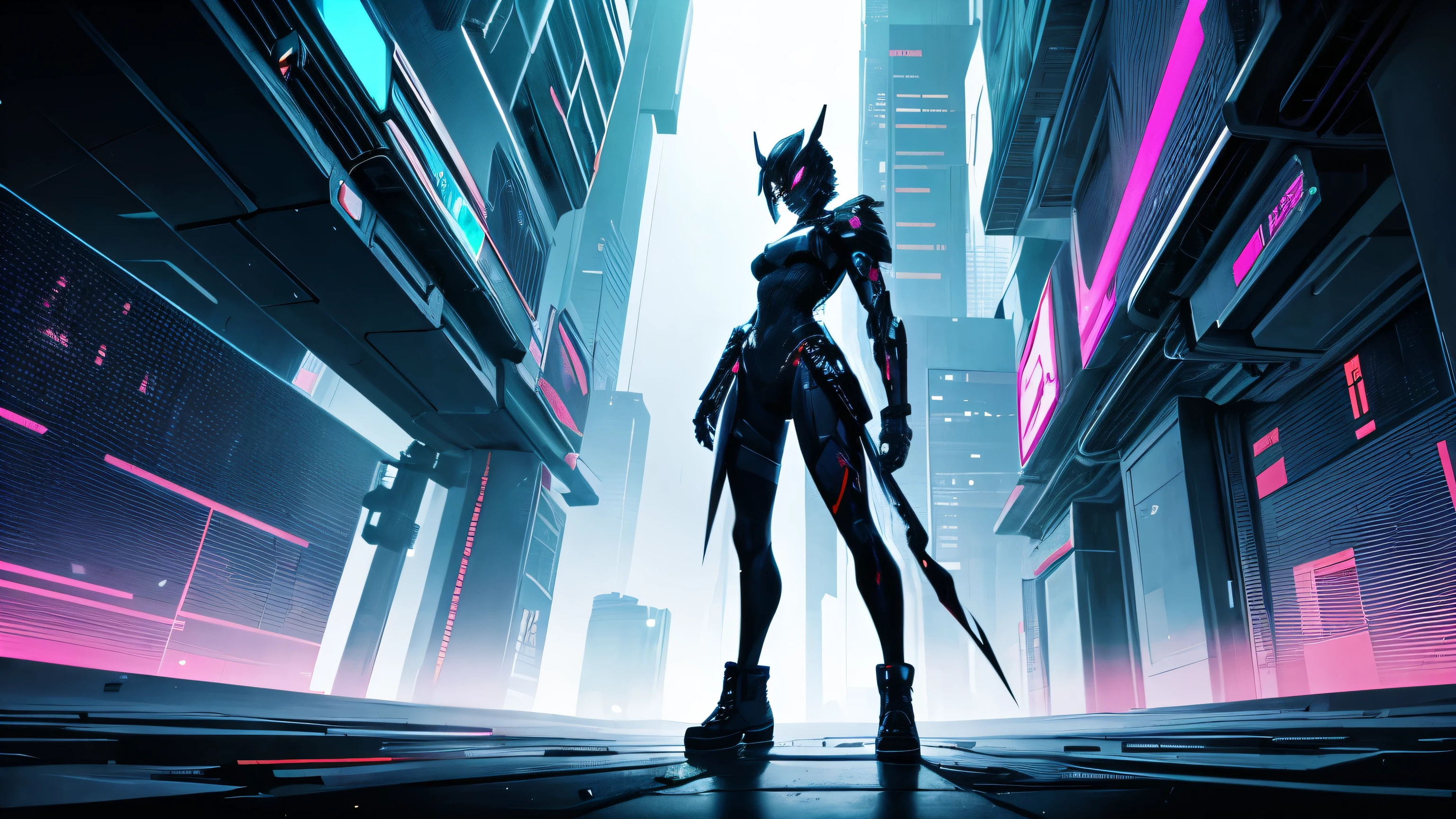 The jagged silhouette of a human in cyberspace, glitch, cyberpunk, digital, full body