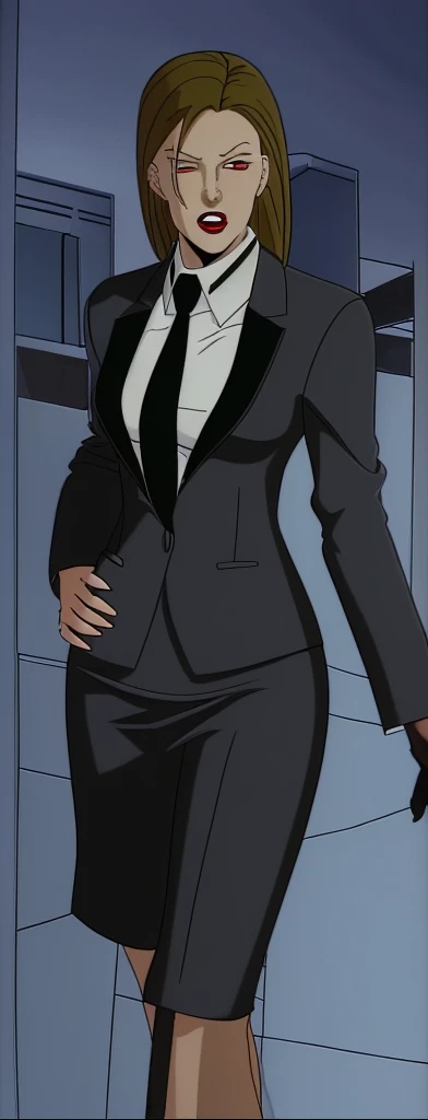 Evil business woman in a skirt suit