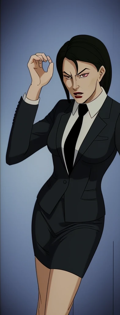 Evil business woman in a skirt suit