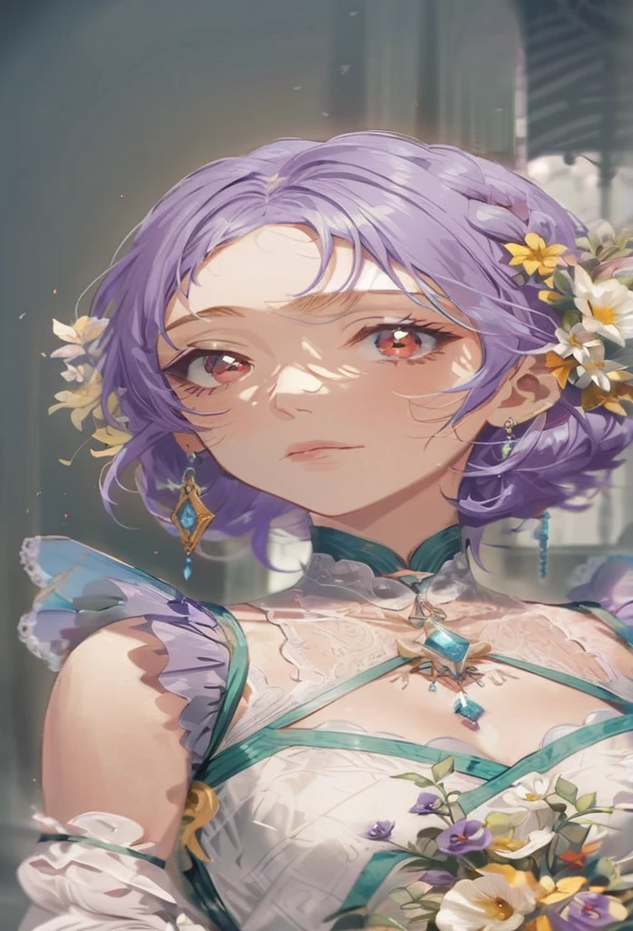 (fantasy-style:1.3), floral background, romance manhwa, 1girl, blonde hair, solo, long hair, flower, dress, tiara, white dress, gloves, long sleeves, choker, red eyes, white gloves, black bow, black flower, wavy hair, bow, jewelry, looking at viewer, white background, collarbone, puffy sleeves, silver accessories, upper body, parted bangs, very long hair, red dress, frills, bangs, closed mouth, (close up),
