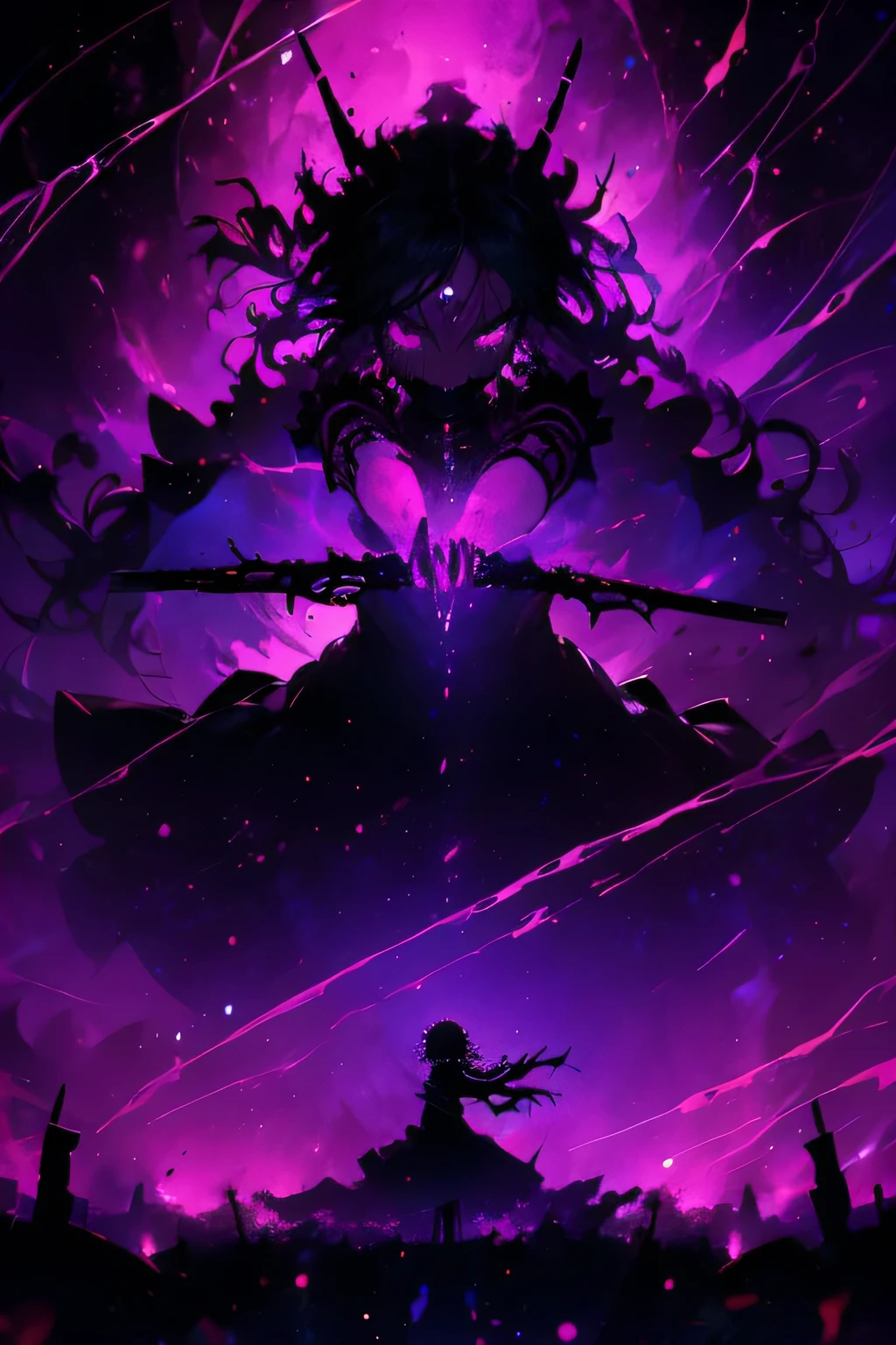 (The whole body is a shadow),(black skin)1girl,screaming expression,long hairstyles,red eyes,gothic ta,wild hair,darkness falls,revenge,hell,hatred,((tears of blood:1.2)),Dark world,despair