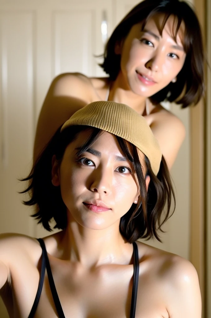 aragakiyui wearing a erotic latex bikini costume , porn, bukkake, cumshot,