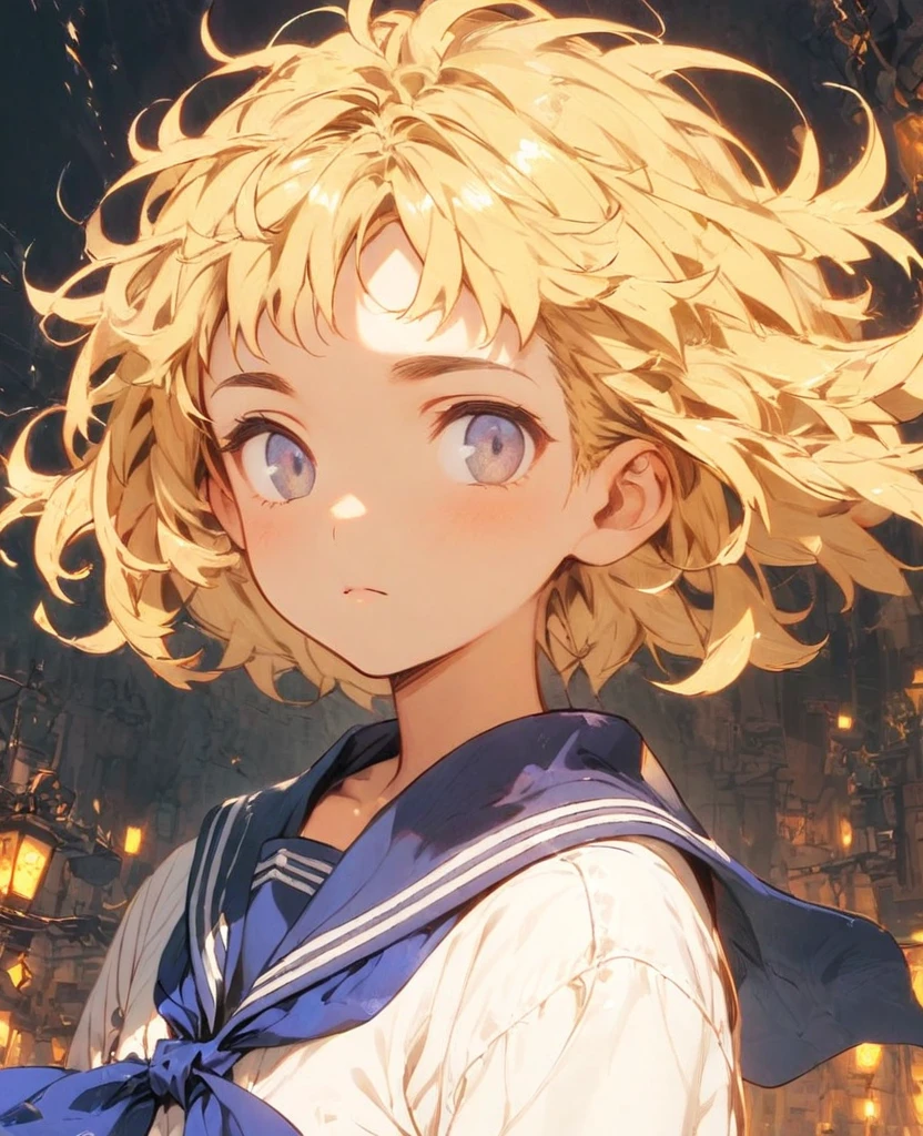 boyish Berry Short Slanted Eyes Blonde Sailor suit