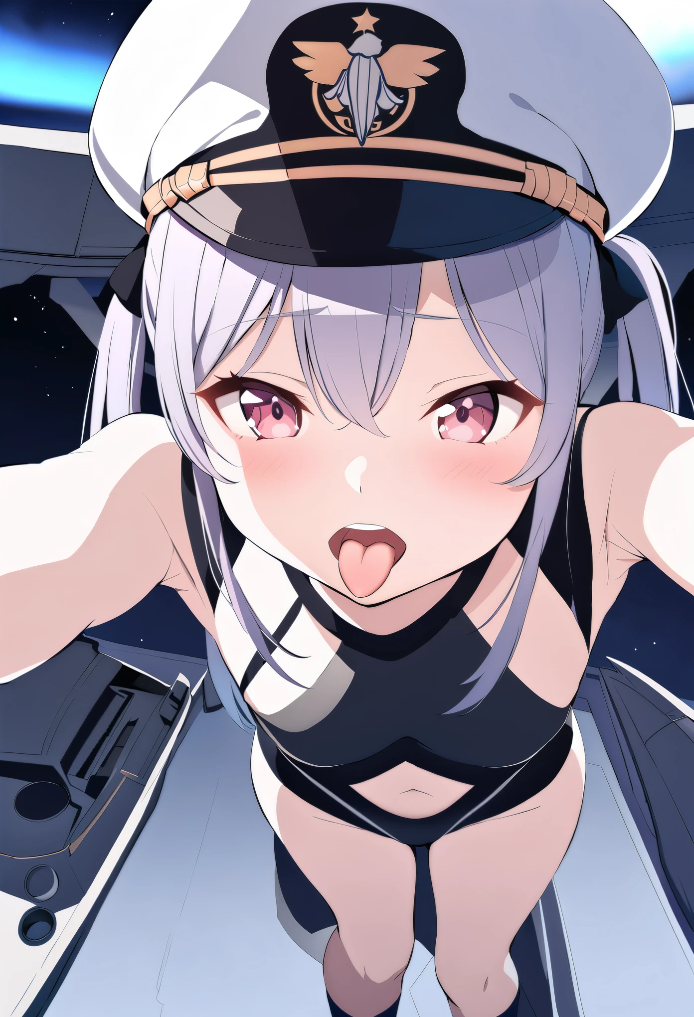 Highest quality、masterpiece、Captain Har、Space Pirates、Leiji Matsumoto Manga、break、High resolution、One Girl、cute10Year old girl、Flat Chest、Detailed face、(Sticking out tongue)、break、Spaceship cockpit、Enterprise Pricing、