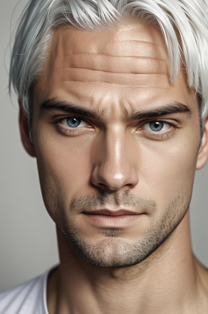 White hair man mark on face