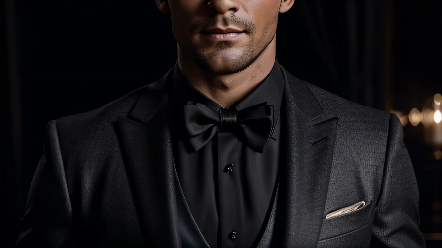 a charming and charismatic man with a seductive expression, elegant, handsome, well-dressed, cinematic lighting, dramatic shadows, warm color tones, photorealistic, 8k, highly detailed, intricate details, chiaroscuro, masculine, confident, alluring gaze, debonair, suave, sophisticated, elegant pose, impeccable style, captivating expression