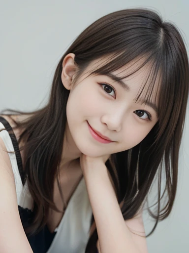 (Close-up of a young woman with small, slender breasts in a high .:1.3)、(A cute girl looked at me and smiled.: 1.5)、(no background:1.3)、(Anatomically correct:1.3)、(handful:1.3)、(Full inch:1.photo website、raw image、flies to pieces、Highest quality、high resolution、Delicate and cute、perfect face、Detailed and beautiful aerial skin、Real human skin、hair follicles、((slender legs))、(black hair)