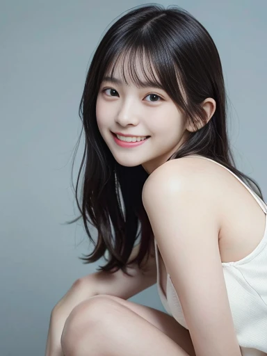 (Close-up of a young woman with small, slender breasts in a high .:1.3)、(A cute girl looked at me and smiled.: 1.5)、(no background:1.3)、(Anatomically correct:1.3)、(handful:1.3)、(Full inch:1.photo website、raw image、flies to pieces、Highest quality、high resolution、Delicate and cute、perfect face、Detailed and beautiful aerial skin、Real human skin、hair follicles、((slender legs))、(black hair)