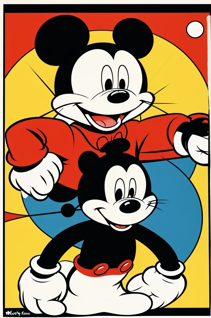 A cartoon style character from the 80s and 70s or 30s in the style of Mickey mouse and Felix the cat and bendy and with a cuphead style