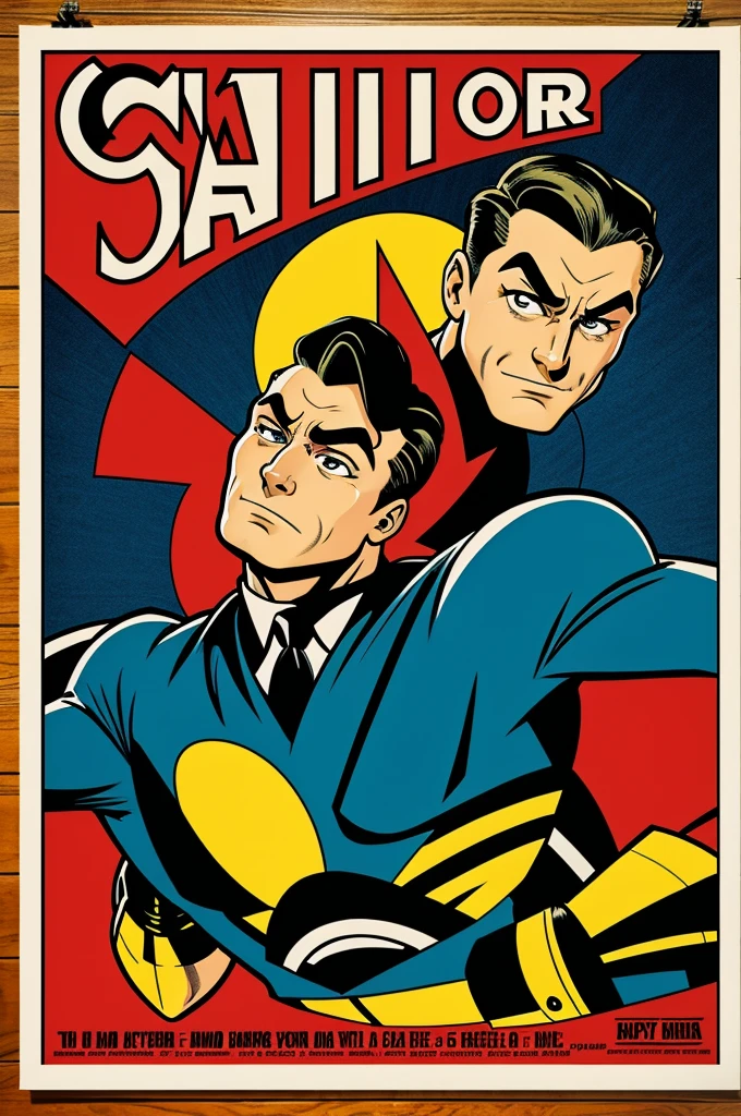 Poster with a comic character in the style of the 1930s