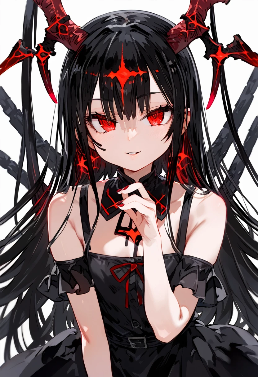 anime girl with black hair and red eyes and black dress, gothic maiden anime girl, demon anime girl, Anime mo art style, anime girl wearing a black dress, 4K anime style, seductive anime girl, (anime girl), With glowing red eyes, With glowing red eyes, featuring.nightcore, By Jin Homura, beautiful anime girl, gapmoe yandere grimdark