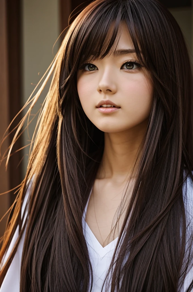 Anime character with long hair reaching to the cheeks