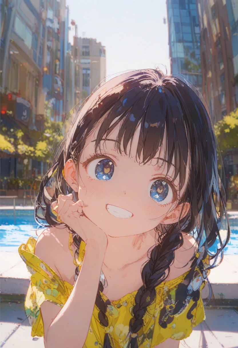 1 Female\(prince,cute,cute,20-year-old,Long braids,Black Hair,Eye color: Ocean blue,、Neon color、Big eyes,Dynamic pose,,Loose-lipped,Wearing a beautiful lace dress,Poolside、Shiny Pool、My reflection in the pool with the sun reflecting off,Scared,Playfully、panic、smile、Bitter smile、Confused,(Grab her throat),avert your eyes,look up\), BREAK ,background\(city,coastal\), BREAK ,quality\(8K,Highly detailed CG unit wallpaper, masterpiece,High resolution,top-quality,top-quality real texture skin,surreal,Increase the resolution,RAW Photos,highest quality,Very detailed,wallpaper,Cinema Lighting,Ray-tracing,Golden Ratio\),[Browsing Caution]