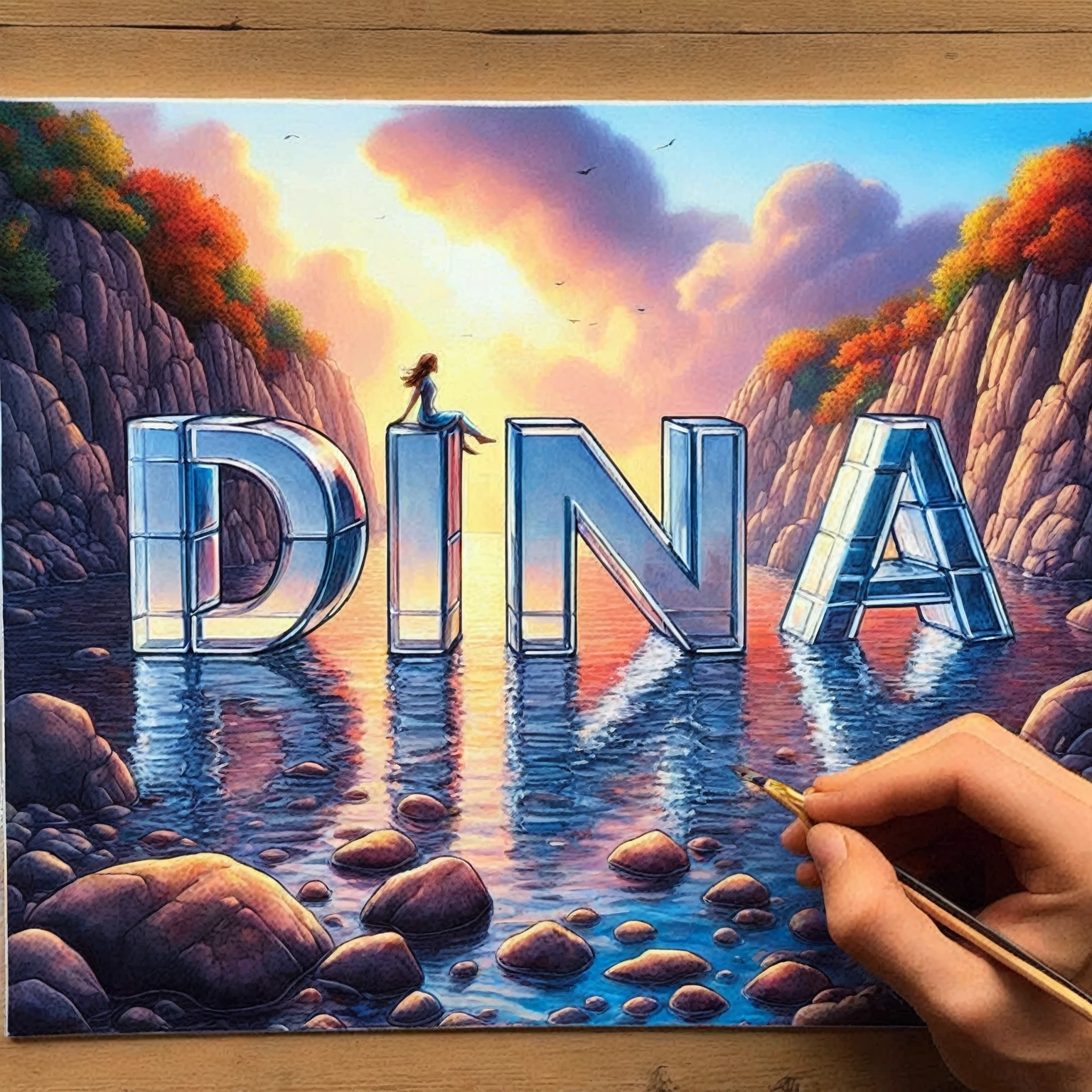 painting of a person standing on a rock in front of a lake, ultra detailed painting, high detailed painting, detailed 4 k painting, detailed airbrush art, hand - drawn 2 d art, detailed digital 3d art, detailed painting 4 k, digital painting highly detailed, highly detailed 4 k painting, detailed realistic painting, amazing digital art, pixar art 3d