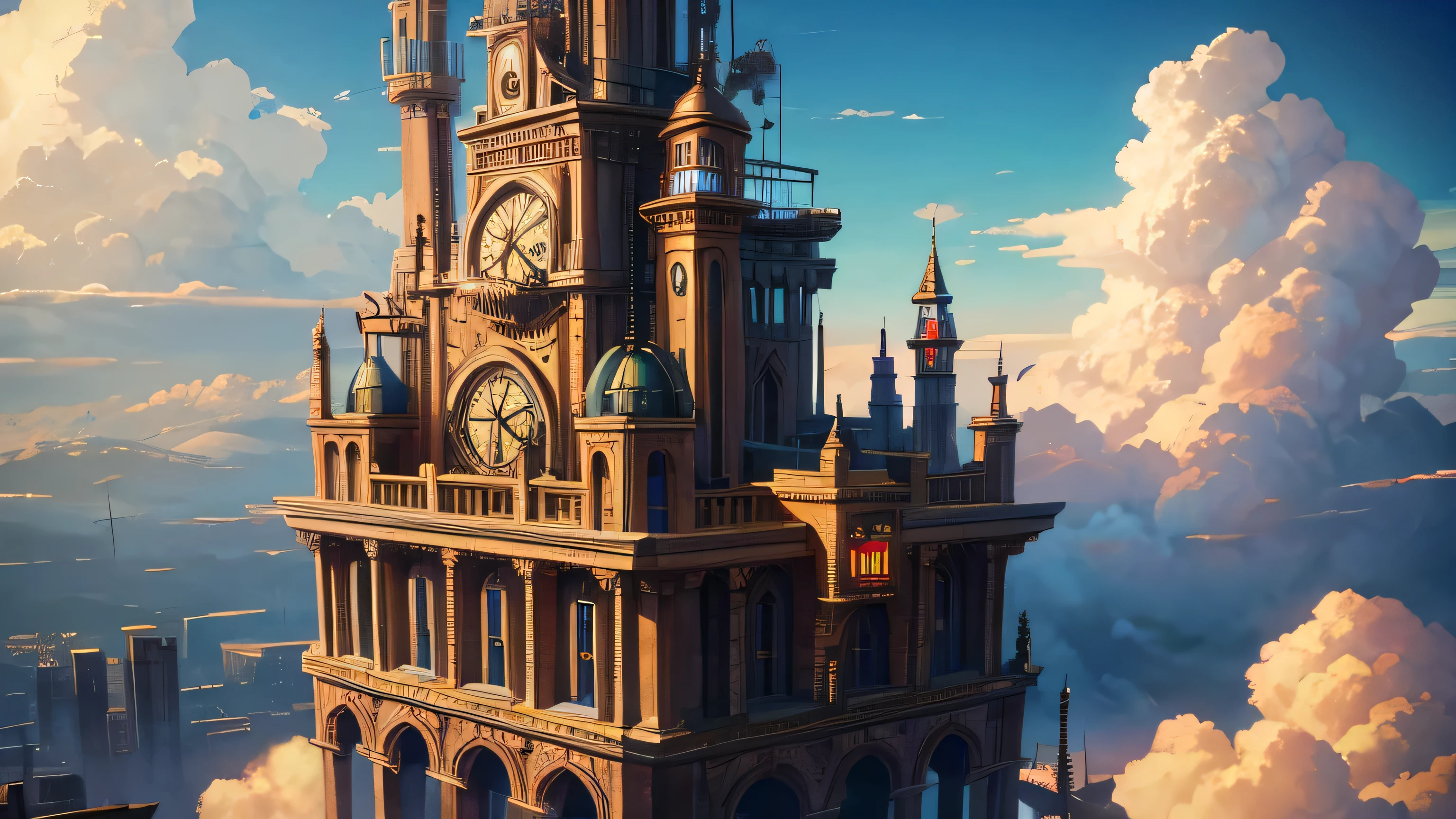 steampunk city in the clouds