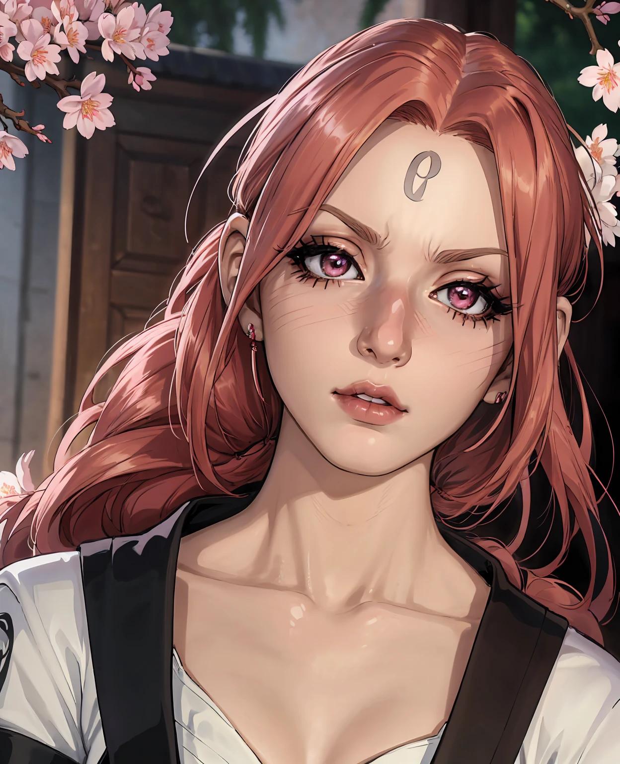 A beautiful girl in a sakura garden, cherry blossom petals falling, Akemysama as Sakura Haruno from Naruto, extremely detailed face and eyes, long eyelashes, detailed clothing, intricate sakura tree, vibrant colors, 8k, photorealistic, masterpiece, professional studio lighting, hyperrealistic, digital art