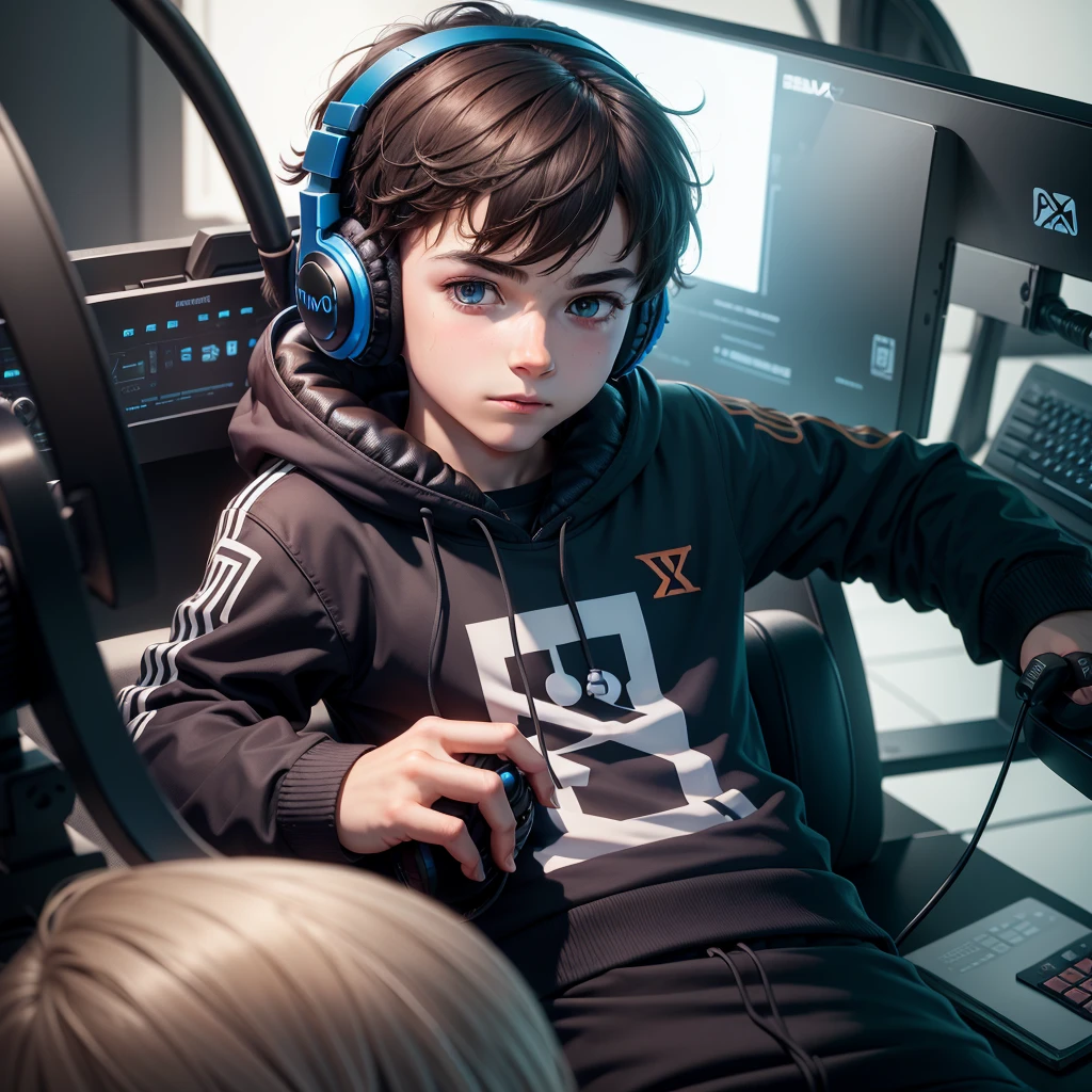Place a gamer image in the background (A boy with headphones) and in a visible place place the word "EFloXx"