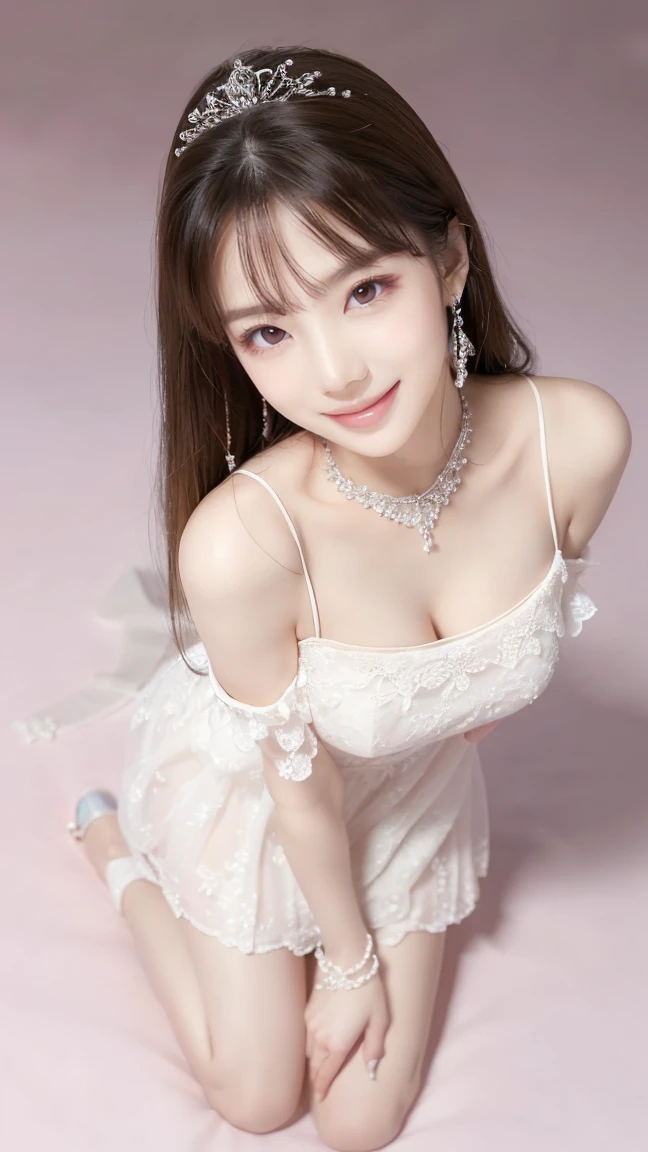 (Highest quality、Tabletop、8K、Best image quality、Award-winning works)、One beautiful bride、(alone:1.1)、(The most extravagant and gorgeous huge pure white wedding dress:1.1)、(Perfect Wedding Lace:1.2)、(The most gorgeous and luxurious giant tiara:1.1)、(The most extravagant and luxurious giant necklace:1.1)、あなたの最高の笑顔で私をplease look、The finest jewellery decoration、Perfect Makeup、Long eyelashes、Ultra HD Shining Eyes、Ultra HD Hair、Ultra-high resolution glossy lips、Ultra High Resolution Perfect Teeth、Super high resolution beautiful face、(Accurate anatomy:1.1)、Very bright and beautiful skin、very bright and vivid、Perfect beautiful bridal hairstyles、(Front facing body:1.1)、(Solid pink background:1.2)、Cleavage、nude、(The 肖像画 was taken from above the lying body: 1.3)、(( M-shaped legs spread, please look )))), (Show me your legs spread wide: 1.5), Real nipples, real open, (女性のマンコ汁がカメラにsquirtしている:1.2), Beautiful 20 year old Japanese girl, Stimulating the clitoris, masturbating and fingering, orgasm, Detailed facial features,(Front view), (squirt from pussy:1.2), (squirt:1.2), Remove the shoulder straps to expose your chest, (Showing realistic beautiful nipples:1.5)


