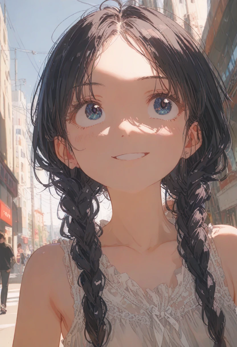 1 Female\(prince,cute,cute,20-year-old,Long braids,Black Hair,Eye color: Ocean blue,、Neon color、Big eyes,Dynamic pose,,Loose-lipped,Wearing a beautiful lace dress,Poolside、panic、smile、Bitter smile、Confused,(Grab her throat),avert your eyes,look up\), BREAK ,background\(city,coastal\), BREAK ,quality\(8K,Highly detailed CG unit wallpaper, masterpiece,High resolution,top-quality,top-quality real texture skin,surreal,Increase the resolution,RAW Photos,highest quality,Very detailed,wallpaper,Cinema Lighting,Ray-tracing,Golden Ratio\),[Browsing Caution]