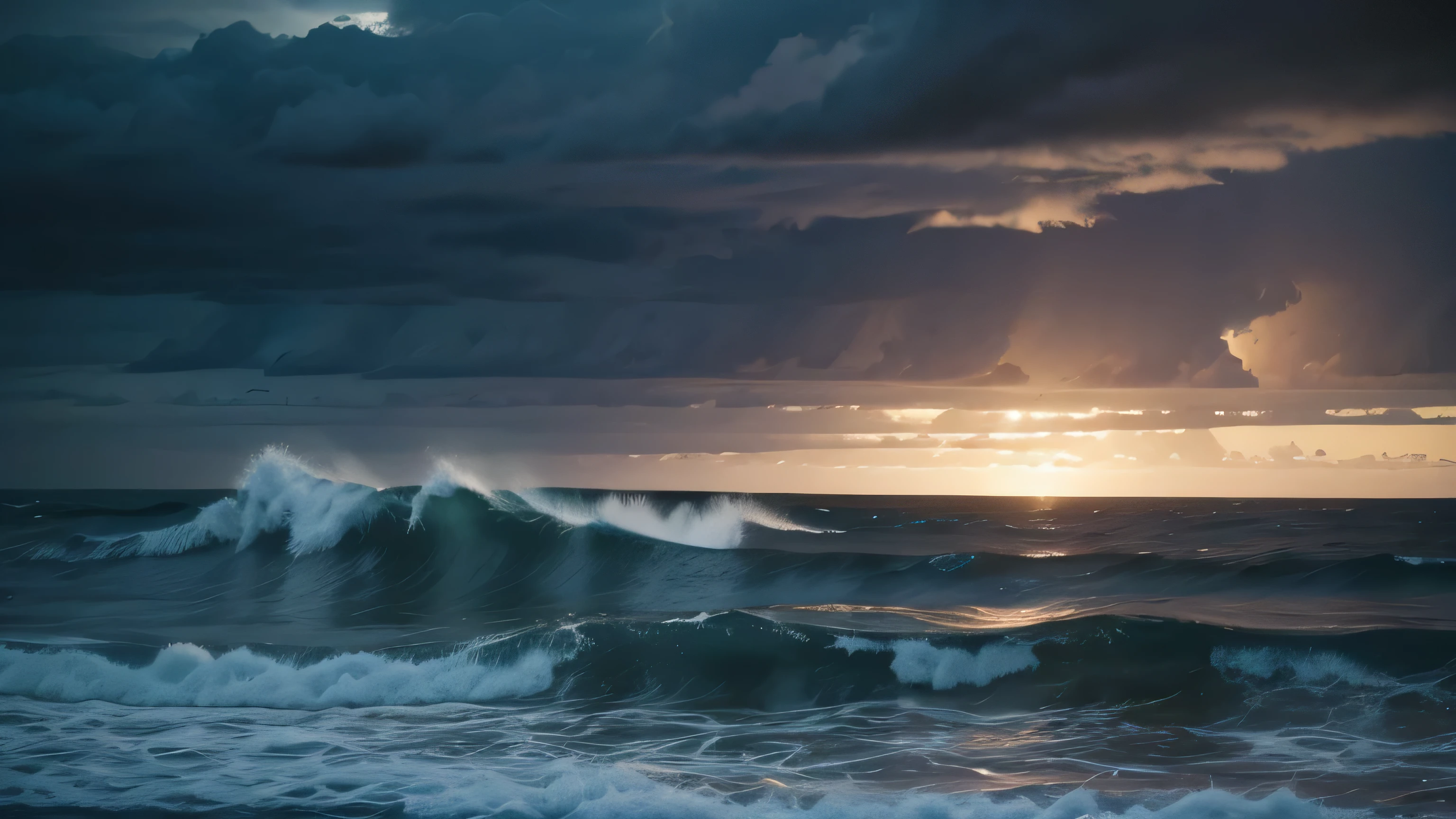 stormy sea at night