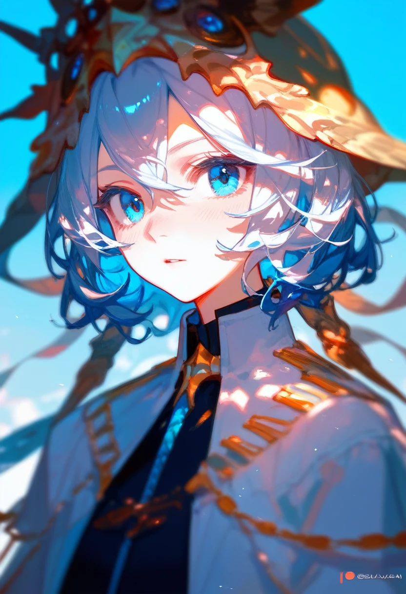Glassy, blue eyes
