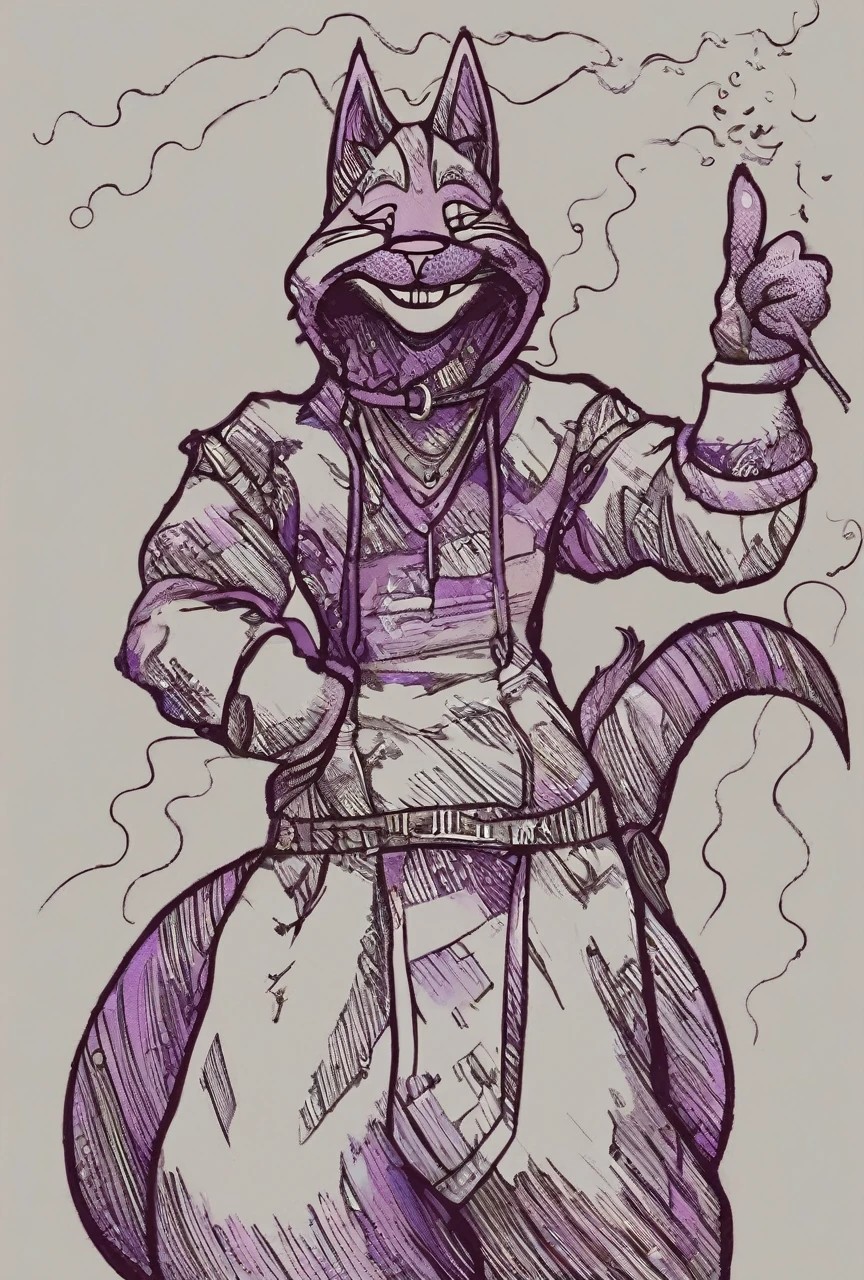 Grinning smug purple cat