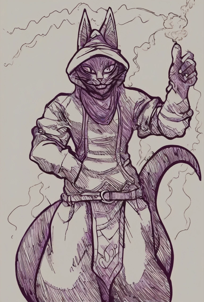 Grinning smug purple cat 