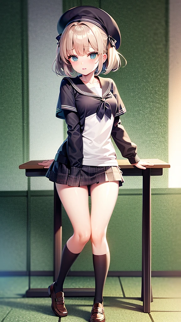 A girl in a sexual school clothes 