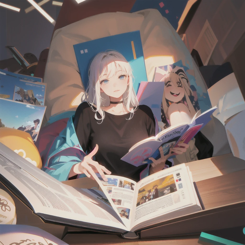 Evening Reading,illustration,close up