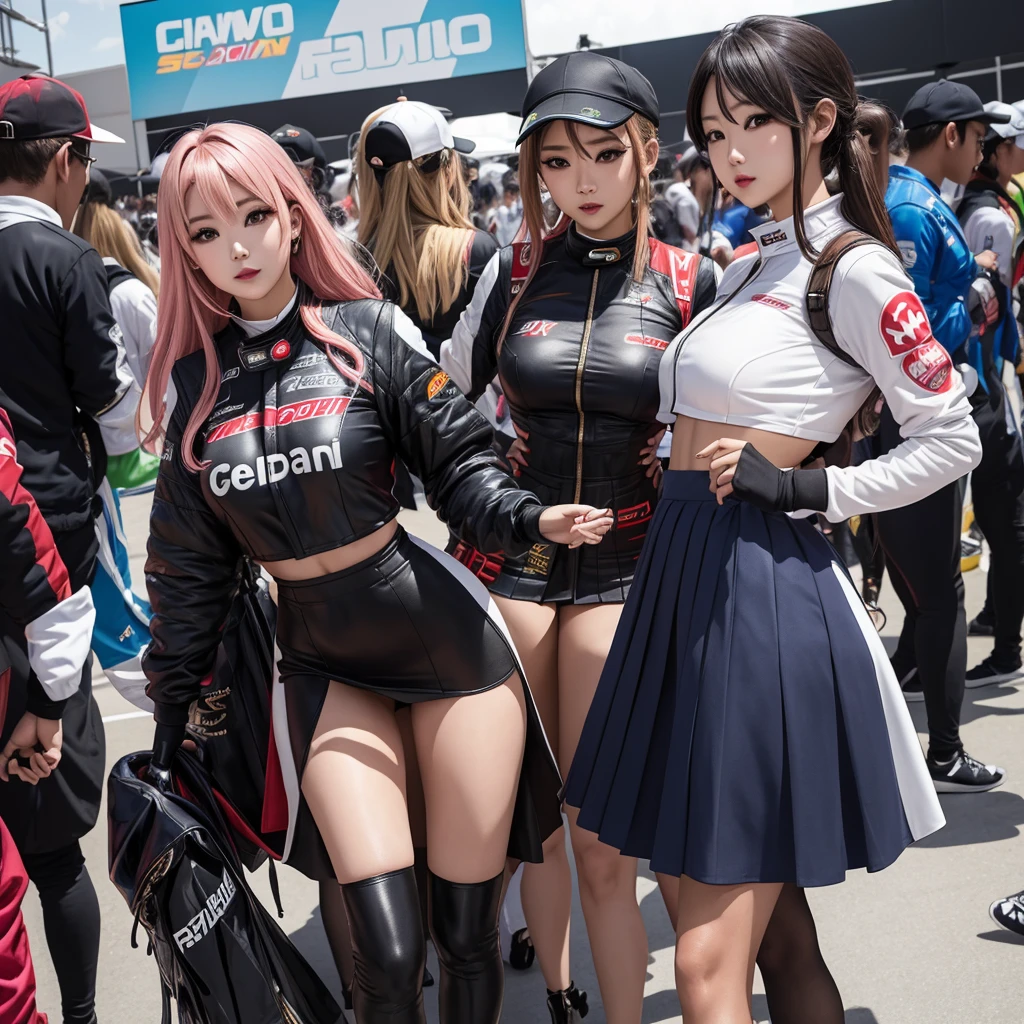 Cool woman、Colorful costumes、F1 Driver Cosplay、Colorful costumes、Clothing with company logo、Grid Girlsのカラフルで派手な衣装、Grid Girls、Perfect Face、Paddock Girls、Harem、motor Show、tights、Bodycon Costumes、Grid Girls、Russia、Grid Girlsのコスプレ、belly button、Pleated skirt、Bodycon Costumes、Photographed in a sexy pose