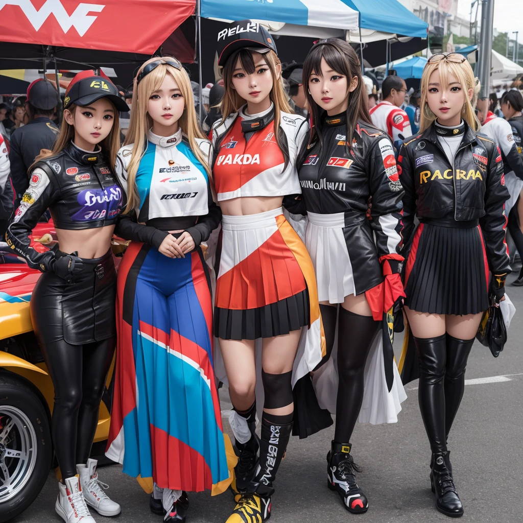 Cool woman、Colorful costumes、F1 Driver Cosplay、Colorful costumes、Clothing with company logo、Grid Girlsのカラフルで派手な衣装、Grid Girls、Perfect Face、Paddock Girls、Harem、motor Show、tights、Bodycon Costumes、Grid Girls、Russia、Grid Girlsのコスプレ、belly button、Pleated skirt、Bodycon Costumes、Photographed in a sexy pose