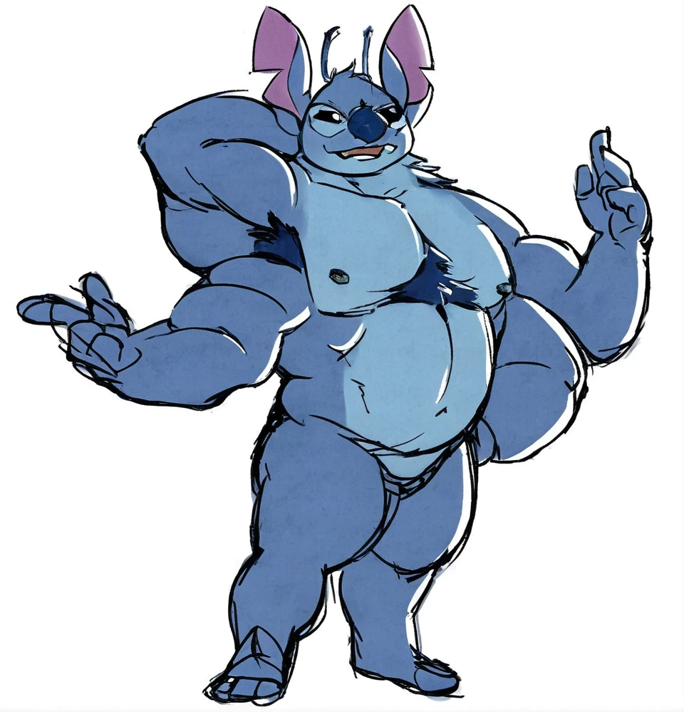 Groping bulge smiling flexing 