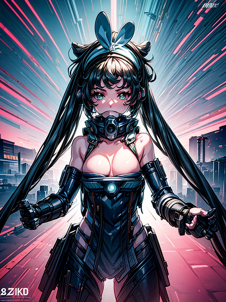 a beautiful detailed anime girl, sexy urban futuristic outfit, subzero mortal kombat mask covering mouth, submachine gun on back, masterpiece, 8k, ultra-detailed, photorealistic, intricate details, dramatic lighting, vibrant colors, cinematic composition, cyberpunk, science fiction, concept art style