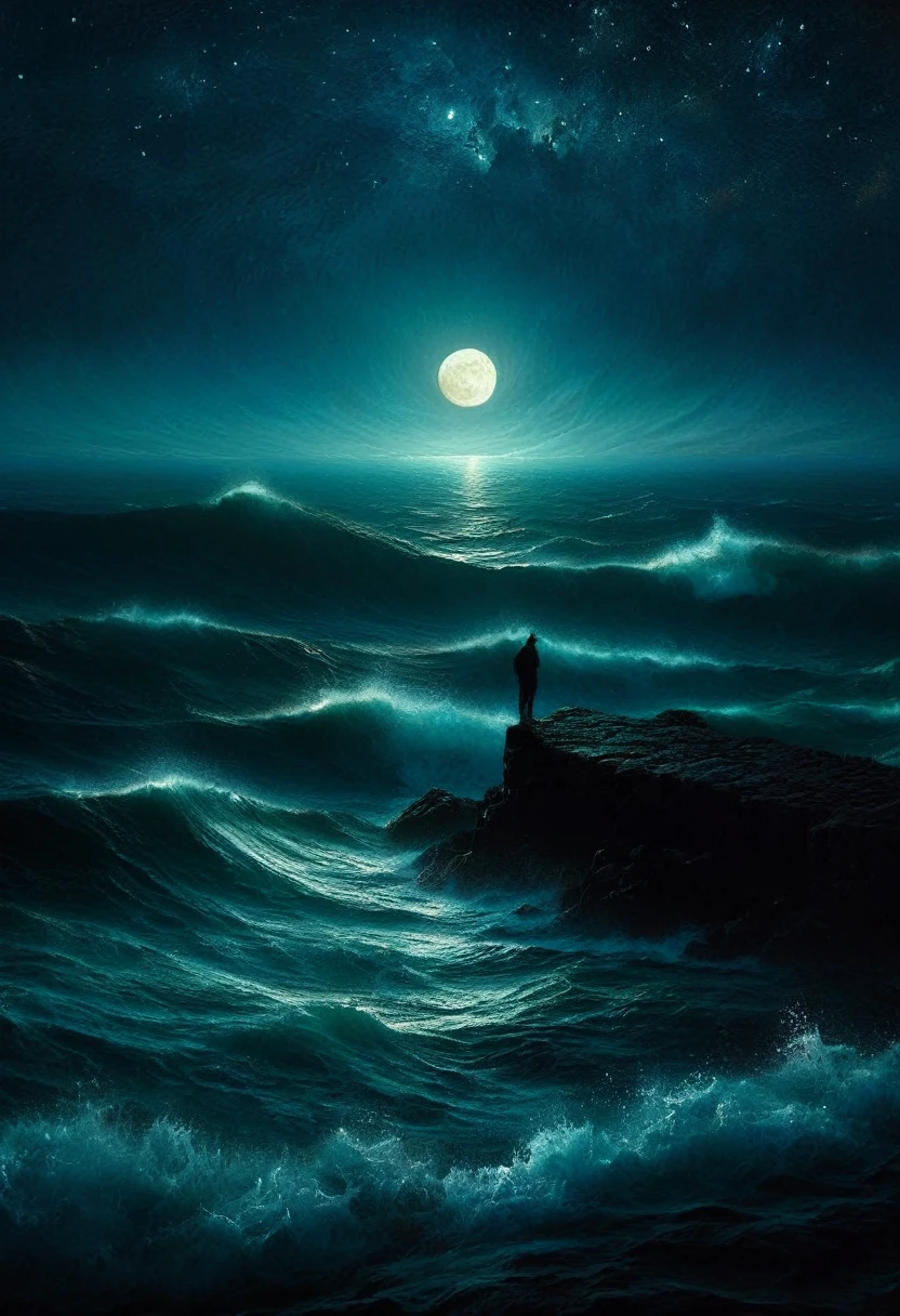 Sea , digital painting, high quality the darkest longest night of the year, style of Ralph Blakelock, Ed Emshwiller, Marianna Rothen, Arthur Rackham, Niko Anttila
