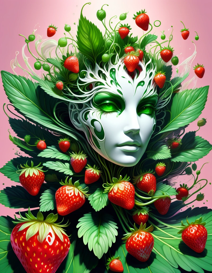 1female, hyper detailed masterpiece, dynamic, awesome quality,floating liquid plant DonMW15pXL, ral-strawberryjam