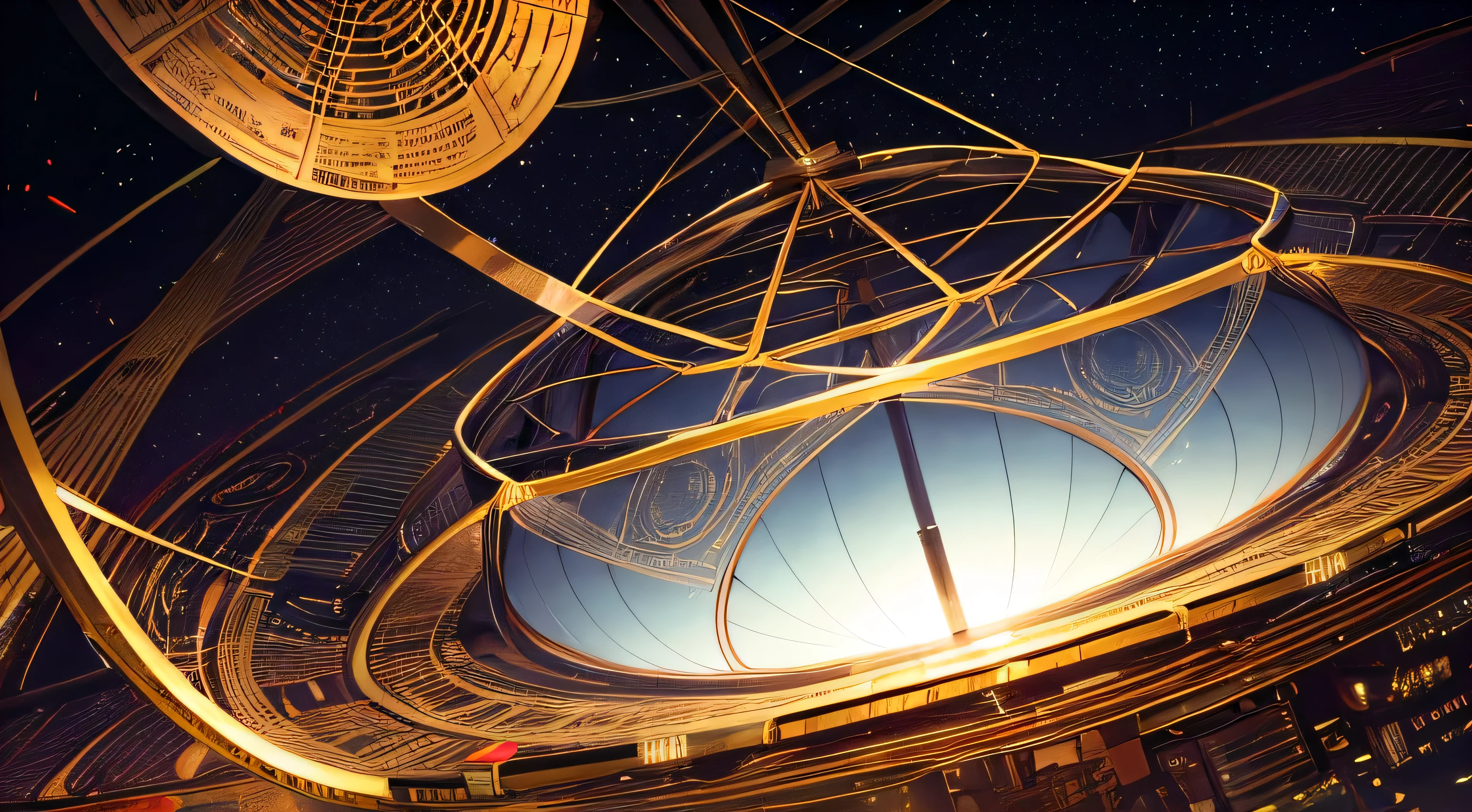 coaxial alphabet network radio telescope made of grimoires, surreal --no DOF, vignette