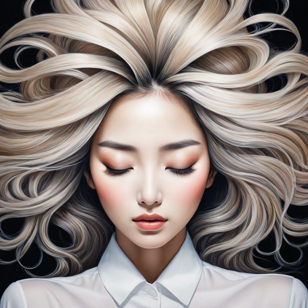 Optical illusion、Hiding a woman within a woman、Many women、Only one person has their eyes closed